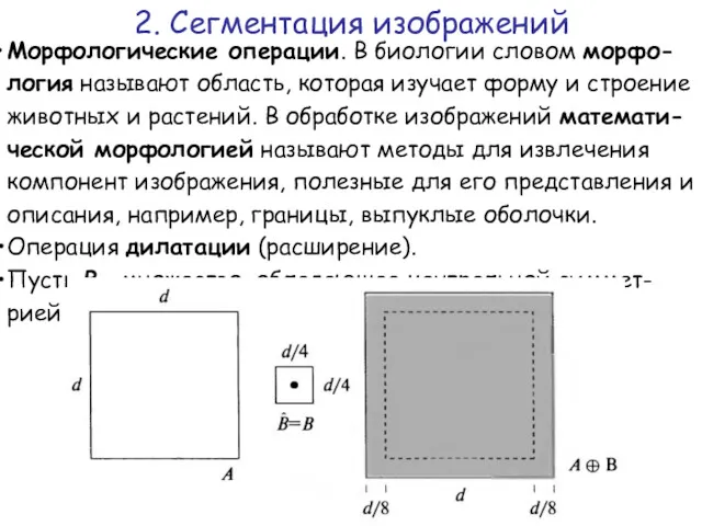 Морфологические операции. В биологии словом морфо-логия называют область, которая изучает