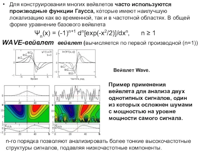 : Для конструирования многих вейвлетов часто используются производные функции Гаусса,