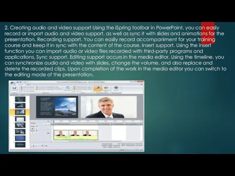 2. Creating audio and video support Using the iSpring toolbar