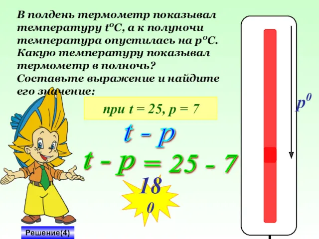 t0 0 p0 В полдень термометр показывал температуру t0C, а