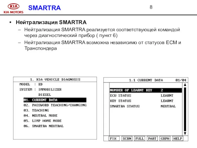 SMARTRA Нейтрализация SMARTRA Нейтрализация SMARTRA реализуется соответствующей командой через диагностический