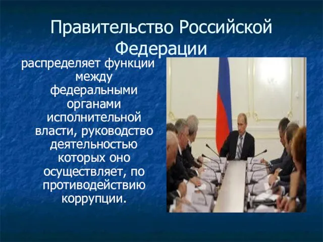 Правительство Российской Федерации распределяет функции между федеральными органами исполнительной власти,