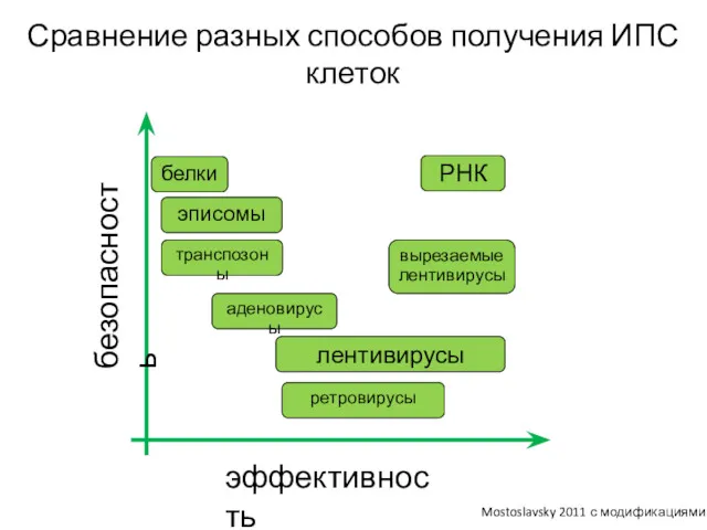 Сравнение разных способов получения ИПС клеток Mostoslavsky 2011 с модификациями