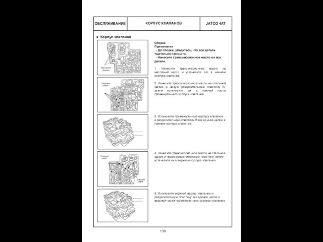 ОБСЛУЖИВАНИЕ КОРПУС КЛАПАНОВ Сборка Примечание - До сборки, убедитесь, что