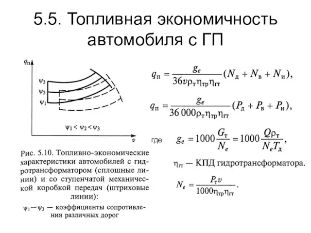 5.5. Топливная экономичность автомобиля с ГП где