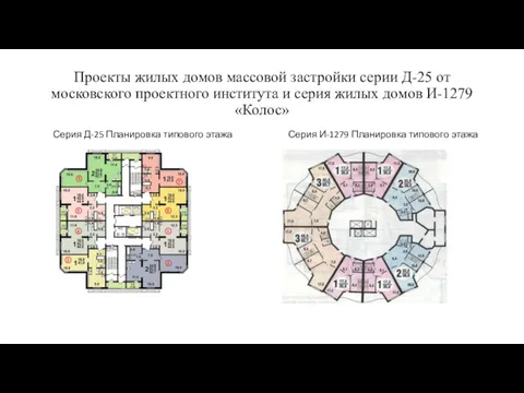 Проекты жилых домов массовой застройки серии Д-25 от московского проектного института и серия