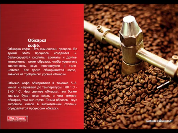 Обжарка кофе. Обжарка кофе - это химический процесс. Во время этого процесса создаются