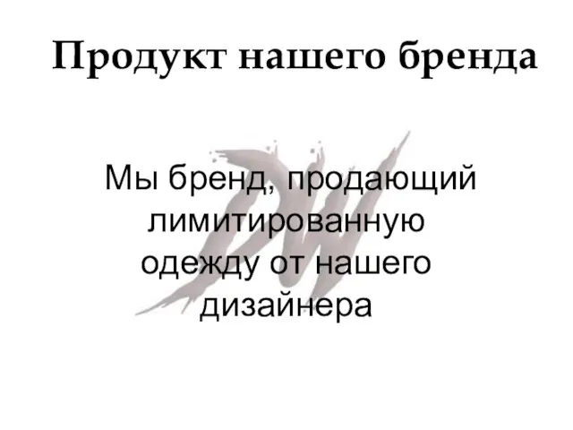 Продукт нашего бренда Мы бренд, продающий лимитированную одежду от нашего дизайнера