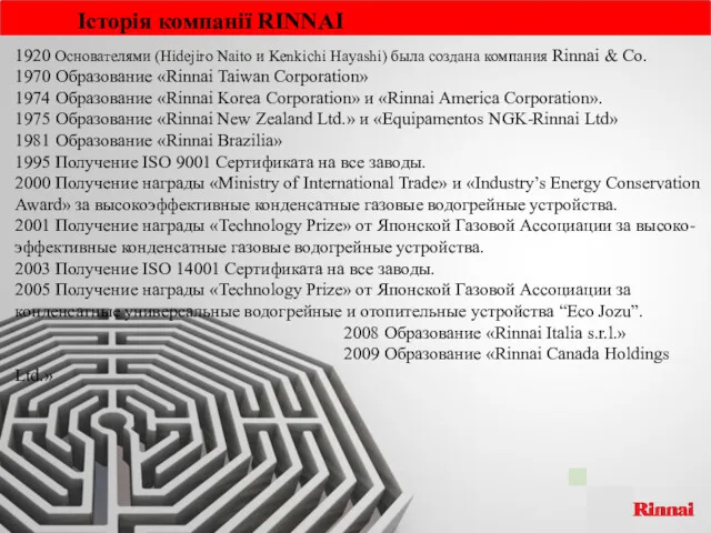 Історія компанії RINNAI 1920 Основателями (Hidejiro Naito и Kenkichi Hayashi)