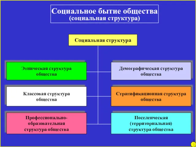 Социальное бытие общества (социальная структура) Социальная структура Этническая структура общества