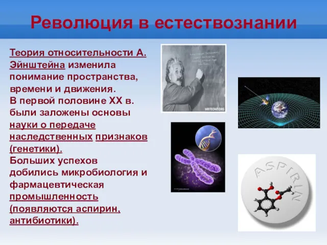 Революция в естествознании Теория относительности А. Эйнштейна изменила понимание про­странства,