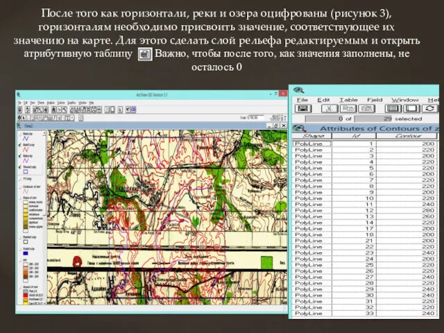 После того как горизонтали, реки и озера оцифрованы (рисунок 3),