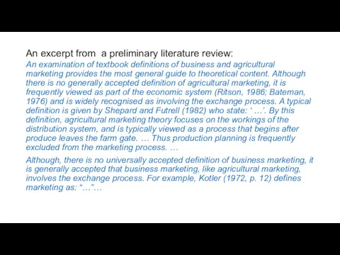 An excerpt from a preliminary literature review: An examination of