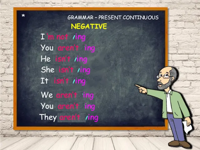 * GRAMMAR – PRESENT CONTINUOUS NEGATIVE I am playing not