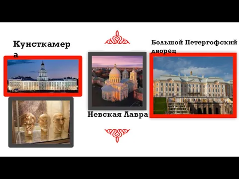Кунсткамера Большой Петергофский дворец Невская Лавра
