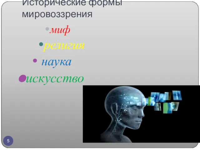 Исторические формы мировоззрения миф религия наука искусство