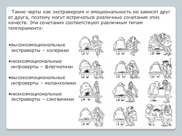 Такие черты как экстраверсия и эмоциональность не зависят друг от