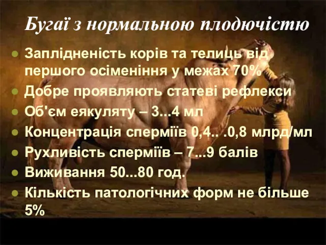 Заплідненість корів та телиць від першого осіменіння у межах 70%