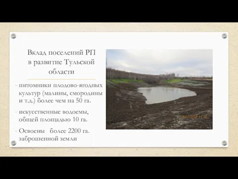 Вклад поселений РП в развитие Тульской области питомники плодово-ягодных культур