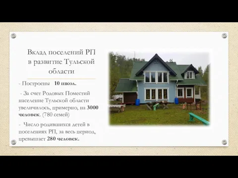 Вклад поселений РП в развитие Тульской области - Построены 10