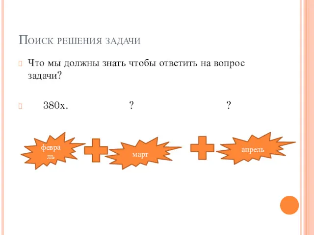 Поиск решения задачи Что мы должны знать чтобы ответить на