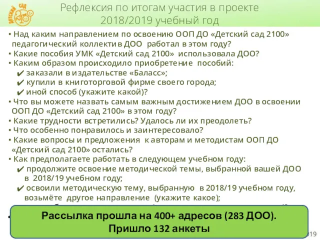 Над каким направлением по освоению ООП ДО «Детский сад 2100»