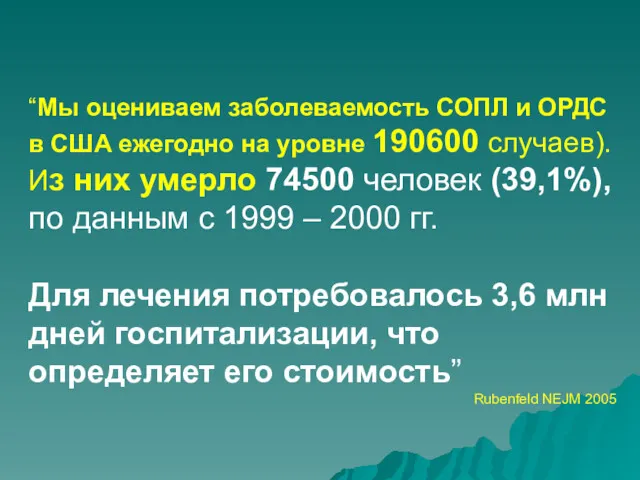 “Мы оцениваем заболеваемость СОПЛ и ОРДС в США ежегодно на