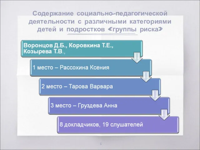 Содержание социально-педагогической деятельности с различными категориями детей и подростков «группы риска»