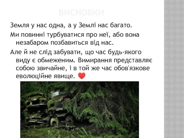 ВИСНОВКИ Земля у нас одна, а у Землі нас багато.