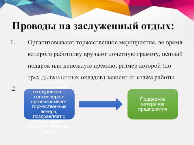 Проводы на заслуженный отдых: Организовывают торжественное мероприятие, во время которого