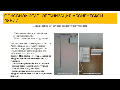 ОСНОВНОЙ ЭТАП. ОРГАНИЗАЦИЯ АБОНЕНТСКОЙ ЛИНИИ