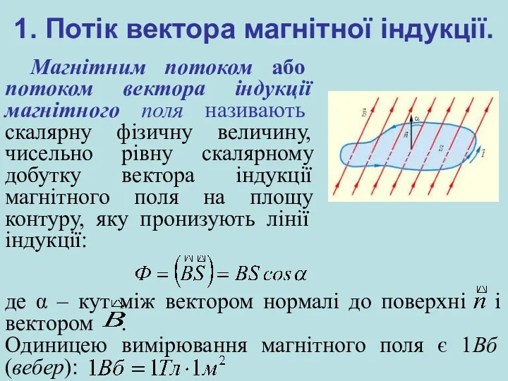 1. Потік вектора магнітної індукції. Магнітним потоком або потоком вектора