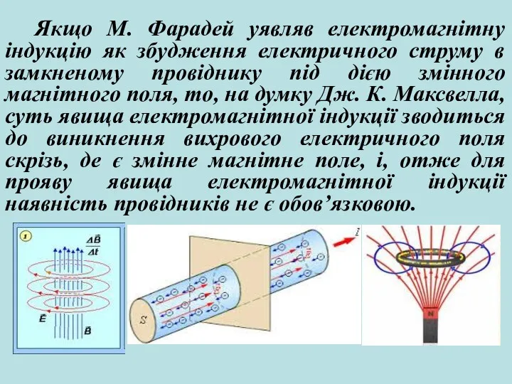 Якщо М. Фарадей уявляв електромагнітну індукцію як збудження електричного струму