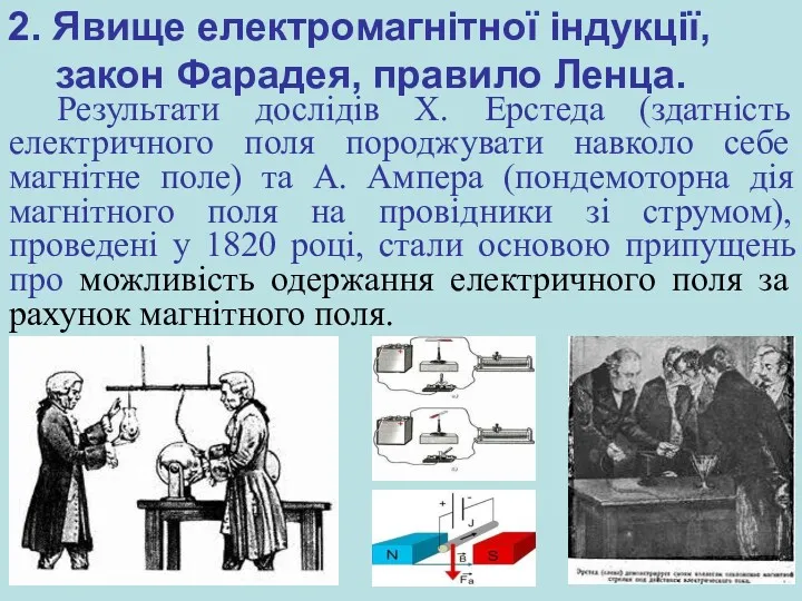 2. Явище електромагнітної індукції, закон Фарадея, правило Ленца. Результати дослідів