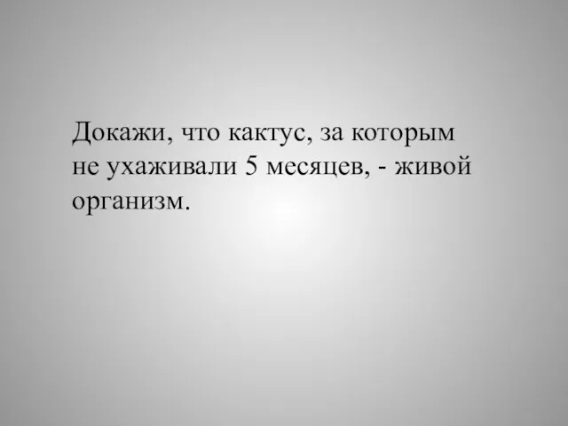 Докажи, что кактус, за которым не ухаживали 5 месяцев, - живой организм.