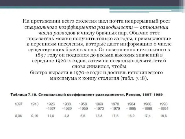 На протяжении всего столетия шел почти непрерывный рост специального коэффициента