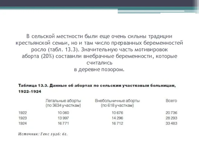 В сельской местности были еще очень сильны традиции крестьянской семьи,