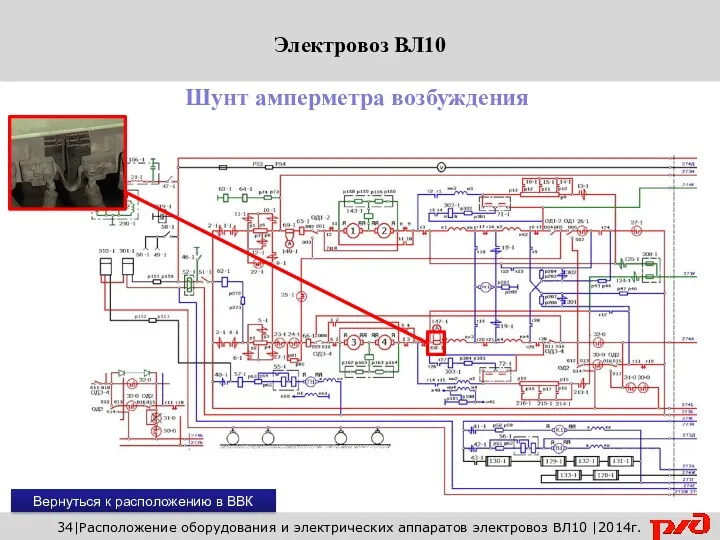 Вернуться к расположению в ВВК 34|Расположение оборудования и электрических аппаратов электровоз ВЛ10 |2014г. Шунт амперметра возбуждения