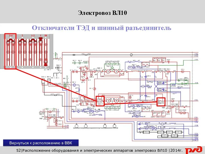 Вернуться к расположению в ВВК 52|Расположение оборудования и электрических аппаратов