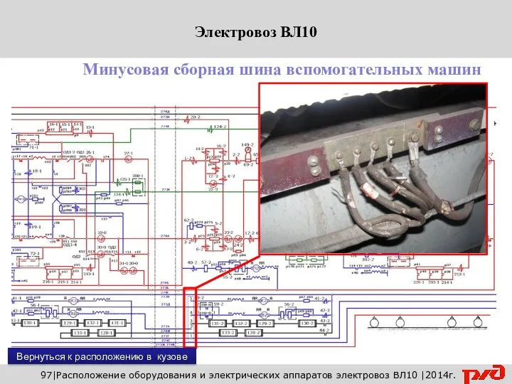 97|Расположение оборудования и электрических аппаратов электровоз ВЛ10 |2014г. Минусовая сборная