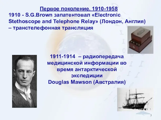 Первое поколение. 1910-1958 1910 - S.G.Brown запатентовал «Electronic Stethoscope and
