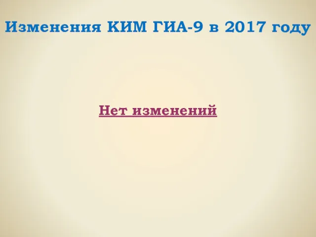 Изменения КИМ ГИА-9 в 2017 году Нет изменений