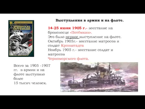 Выступления в армии и на флоте. 14-25 июня 1905 г.-