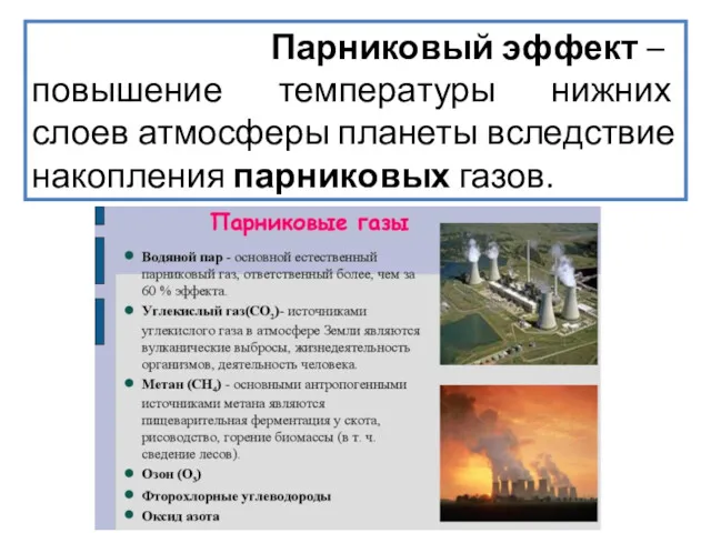 Парниковый эффект – повышение температуры нижних слоев атмосферы планеты вследствие накопления парниковых газов.