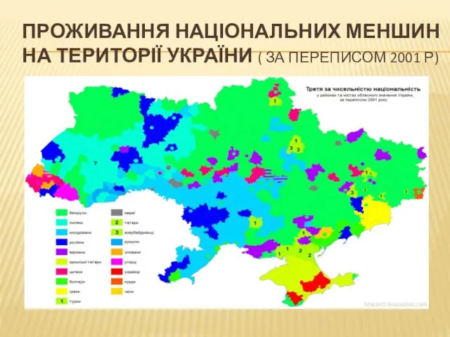 ПРОЖИВАННЯ НАЦІОНАЛЬНИХ МЕНШИН НА ТЕРИТОРІЇ УКРАЇНИ ( ЗА ПЕРЕПИСОМ 2001 Р)