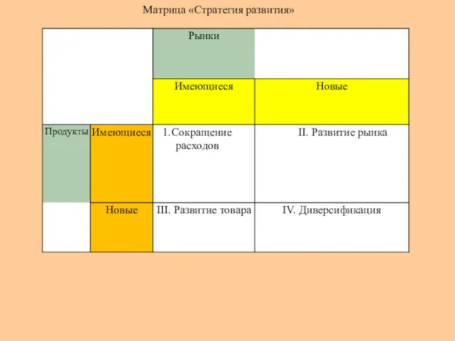 Матрица «Стратегия развития»