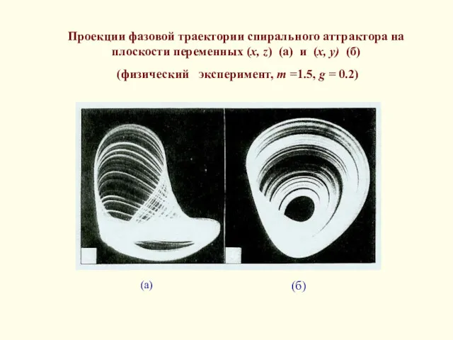 Проекции фазовой траектории спирального аттрактора на плоскости переменных (x, z)