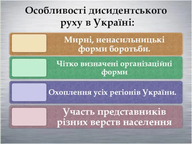 Особливості дисидентського руху в Україні: