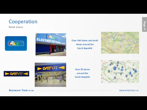 Cooperation Over 140 stores and small shops around the Czech Republic Over 30