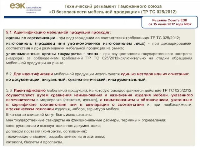 | Решение Совета ЕЭК от 15 июня 2012 года №32